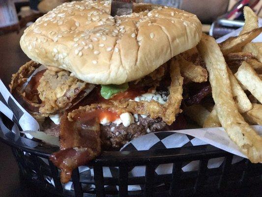 Burgers are pretty good, and messy.