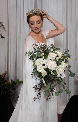 Anemone cascade bridal bouquet