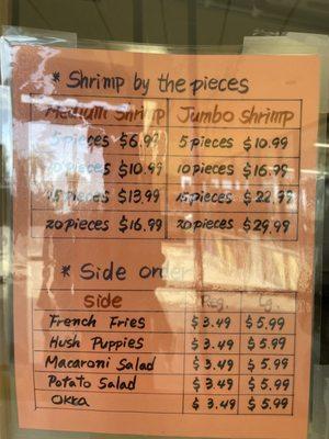 Shrimp and Sides Menu