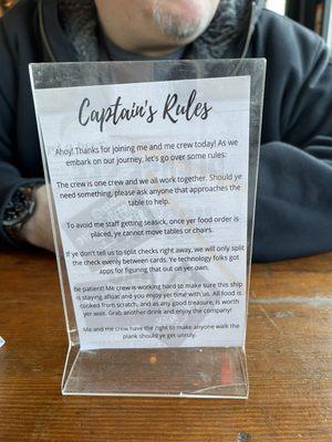 The rules are on every table and super helpful for your adventure at this cool spot!