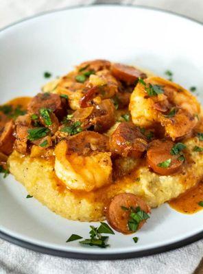 Shrimp and cheddar grits