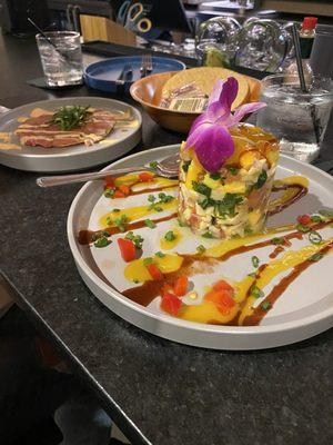 Mango ceviche, oriental tostada