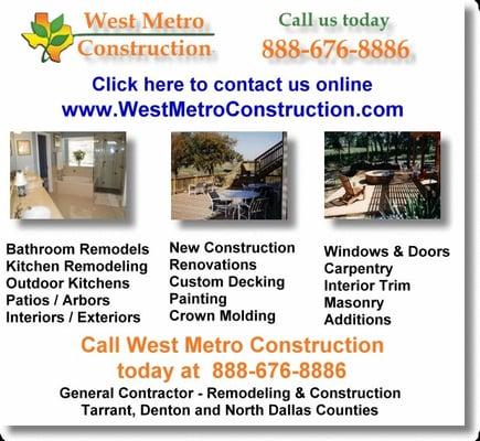 Offering remodeling, bath renovation, decks, room additions, outdoor kitchens