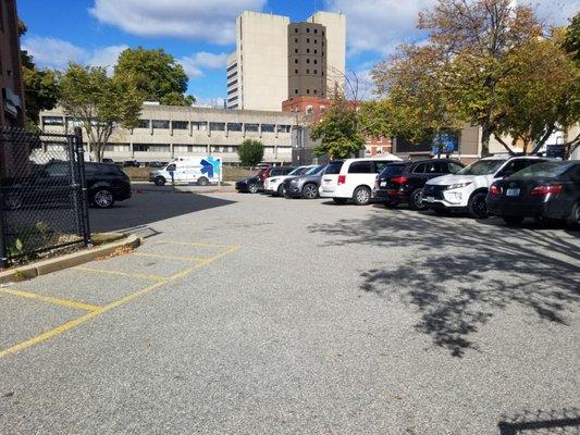 Parking behind building