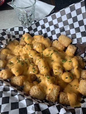 Tots with nacho cheese. Yum!