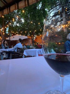 Wine and outdoor seating