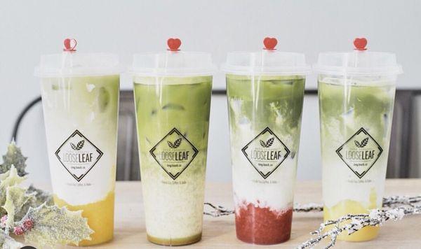 Fall Collection: Pandan Pina Collision, Golden Matcha Milk, Strawberry Matcha Latte, And Mango Matcha Latte.