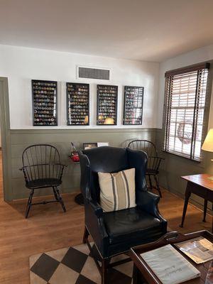 Coin collection and seating area