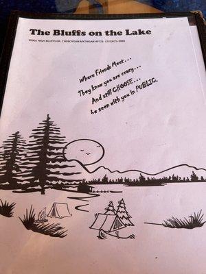 Cover of the menu