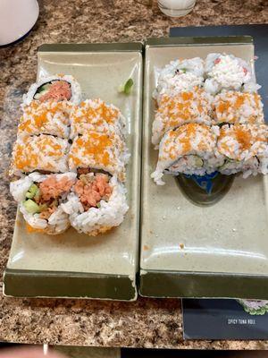 Spicy Tuna & CA roll, again started eating some early!