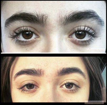 beautiful natural eyebrows before and after threading/shaping