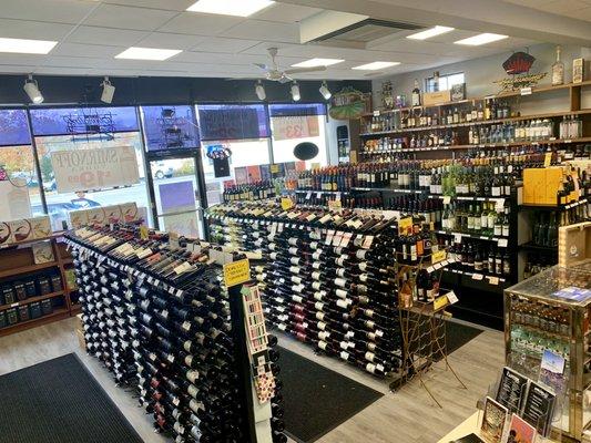 New wine racks! Ever expanding and evolving selection of wine. All of what you see is critically-acclaimed and popular wine.