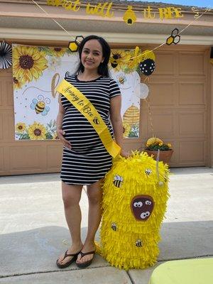 Awesome Beehive piñata at our baby reveal party.