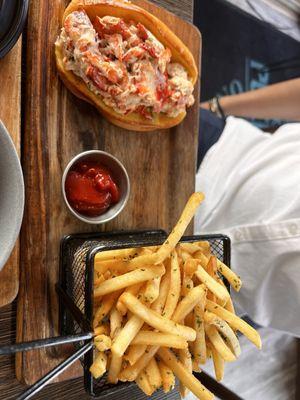 Lobster roll and fries