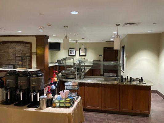 Breakfast buffet area