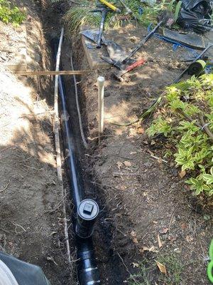 Replaced a client's broken sewer main and added a two-way clean out