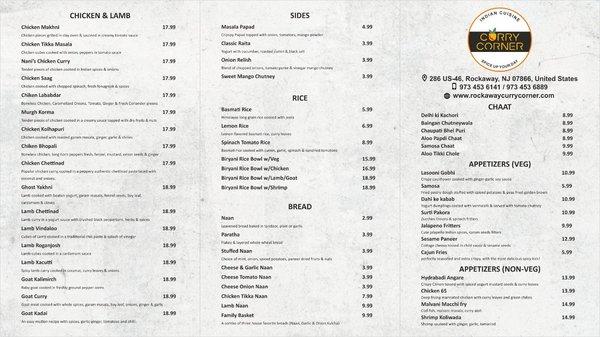 Our authentic Indian Menu