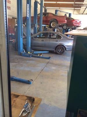 My 330i being serviced