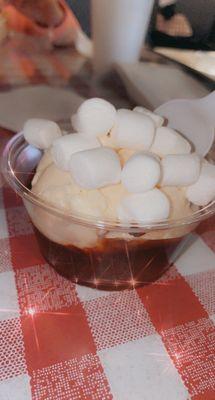 Vanilla ice cream with fudge & marshmallows