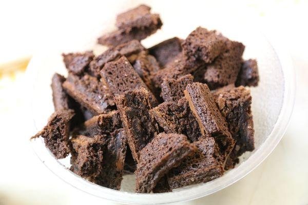 homemade brownies are cripsy on the outside, chewy on the inside!