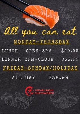 Our Regular All you can eat price