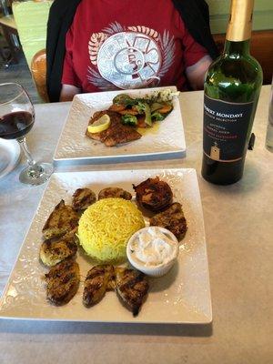 Red snapper and chicken kebab! Yum! And don't forget BYOB! This place is great one of our regulars!