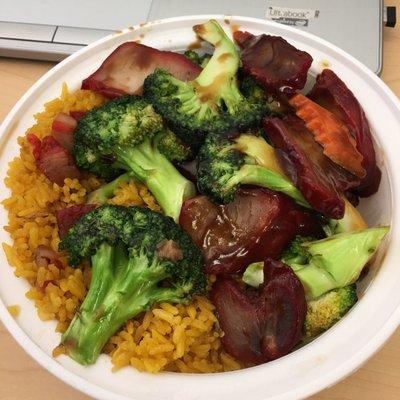 Roast Pork & Broccoli with fried rice