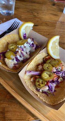 Mahi mahi taco and cod taco