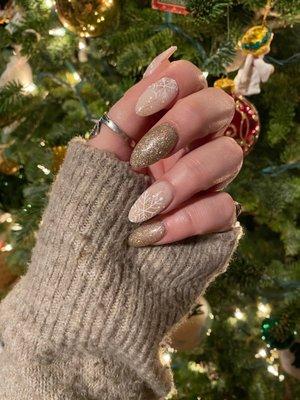 Christmas winter inspired powder acrylic nails