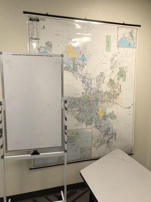 Map and white board in study alcove