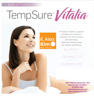 The TempSure Vitalia treatment is a non-invasive, non-hormonal and chemical-free solution for women's wellness. Best of all, there's no dow