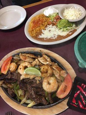 Plaza morena fajitas split between two people!