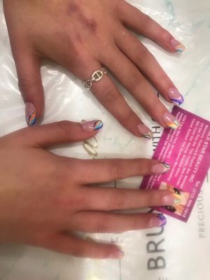 Dipping powder with color gel design