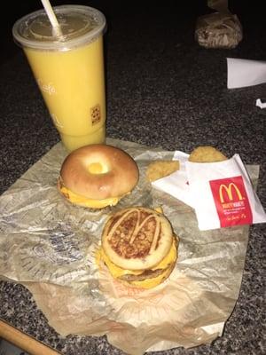 I love McDonald's breakfast in my opinion it is one of the best fast food breakfast places and they have a great coffee and orange juice!!