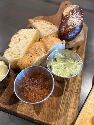 Bread board with 2 wonderful homemade butters!