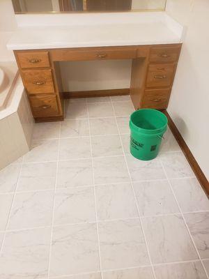 Retiled  bathroom  floor