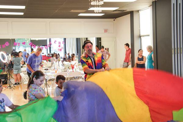 He brought a parachute which was a big hit.