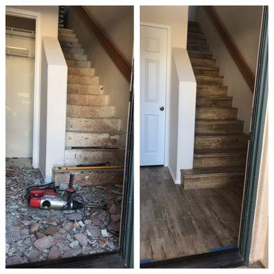 Laminate stair set before after