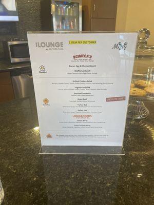 Lounge menu