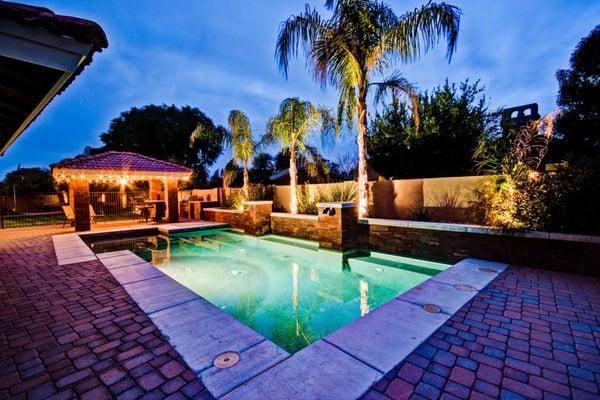 Large lot with a salt water pool.