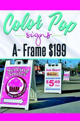 Color Pop Signs, A Frame, Outdoor Sign, Milwaukee Printer, Milwaukee Signs, Milwaukee A Frame, Milwaukee Street Sign