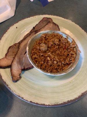 Brisket plate with red rice