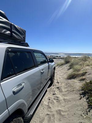 Facing the jetti before heading down to drive on the beach