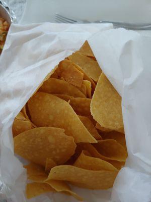 Fresh bag of tortilla chips comes with your entree.