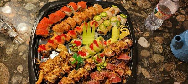 Tray with variety of rolls