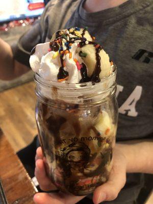 Banana split in a jar