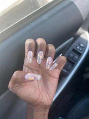 Marble gold nails