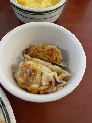 Thaaaa pot stickers. Be sure to get the sauce too.