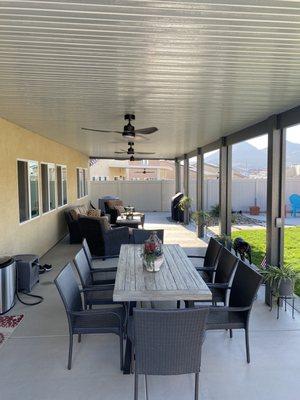 Patio cover and ceiling fans with lights