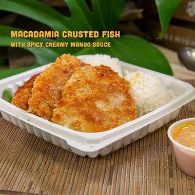 Macadamia Crusted Fish with Spicy Creamy Mango Sauce